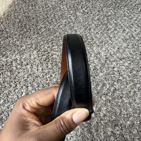 Coach 5700 Black Burnished Cowhide Leather Belt Size 30 Solid Brass New - Picture 3 of 6